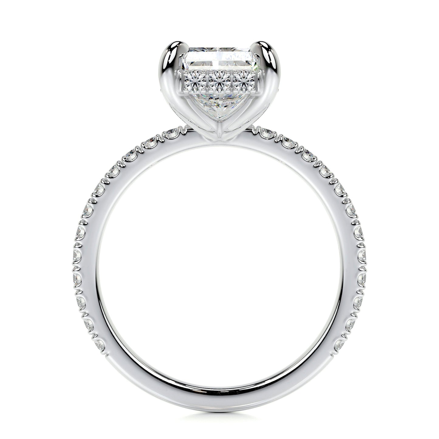 2.0 CT Radiant Hidden Halo CVD E/VS2 Diamond Engagement Ring