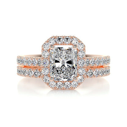 1.50 CT Radiant Halo CVD F/VS Diamond Bridal Ring Set