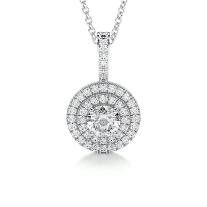 0.50 CT Round Double Halo CVD F/VS Diamond Necklace