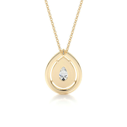 1.0 CT Pear Double Halo CVD F/VS Diamond Necklace