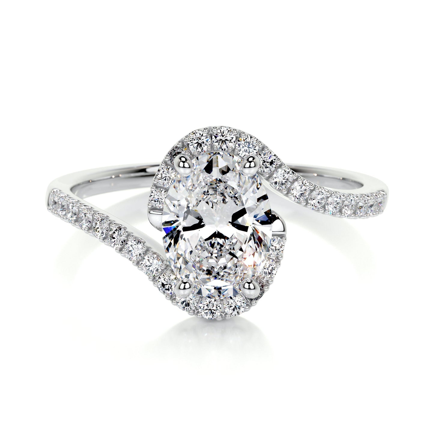 1.0 CT Oval Bypass Setting CVD E/VS1 Diamond Engagement Ring