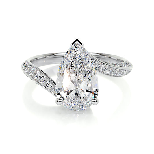 2.0 CT Pear Bypass CVD E/VS2 Diamond Engagement Ring