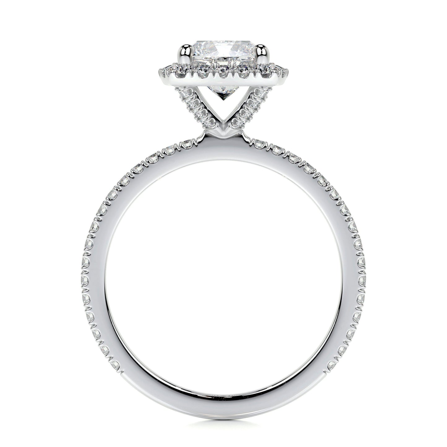 1.0 CT Cushion Halo CVD E/VS2 Diamond Engagement Ring