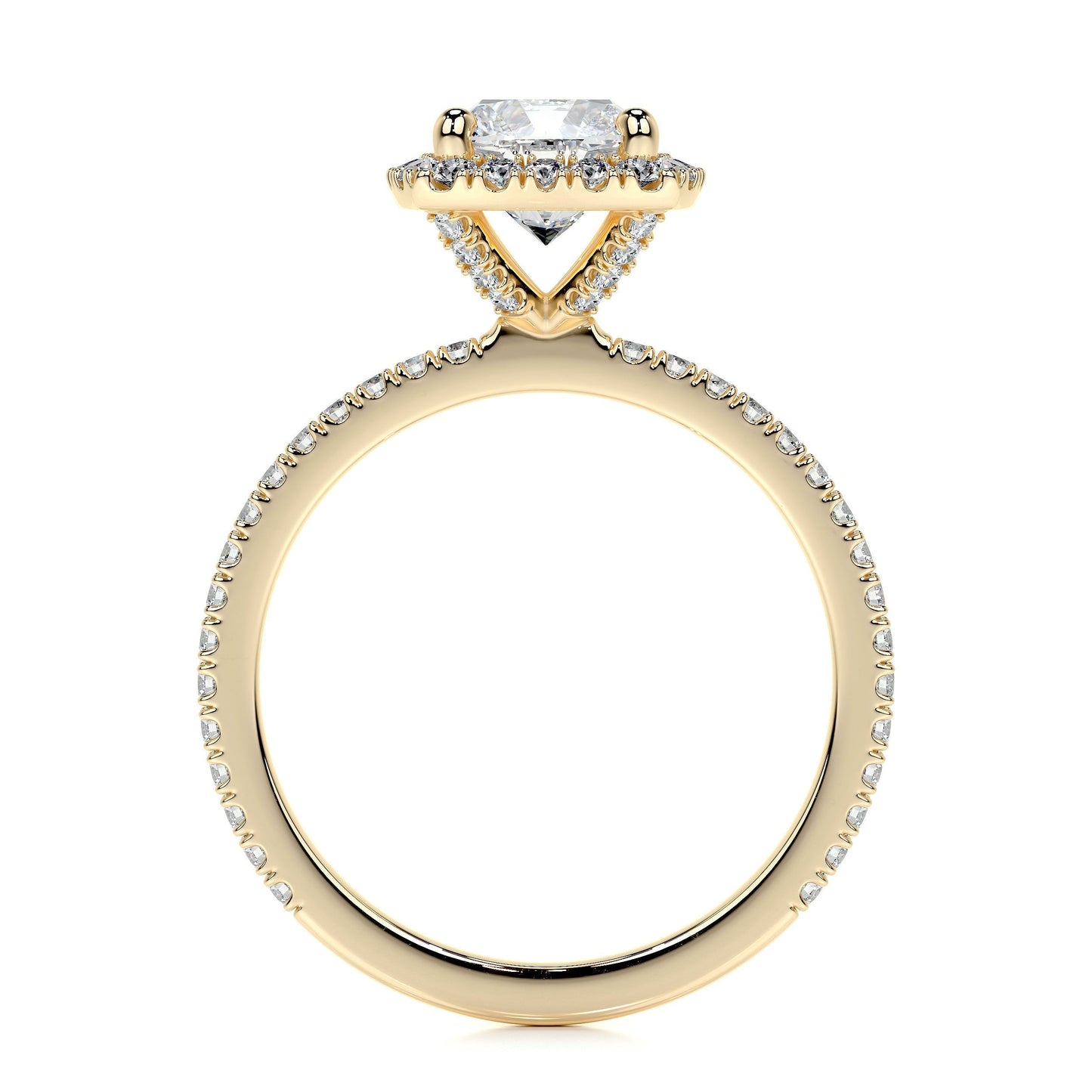 1.0 CT Cushion Halo CVD E/VS2 Diamond Engagement Ring