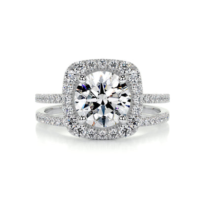 2.0 CT Round Halo CVD F/VS Diamond Bridal Set