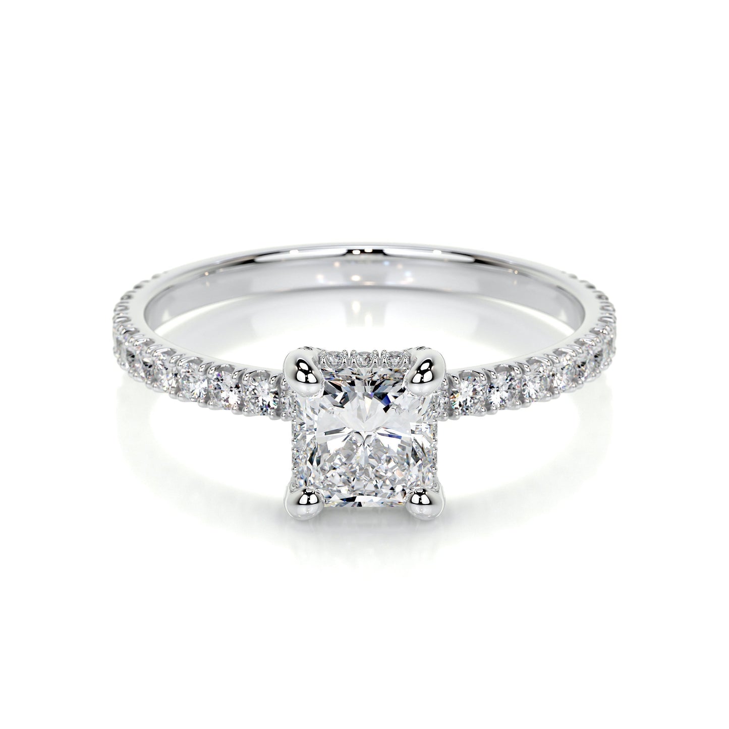 1.05 CT Radiant Hidden Halo CVD E/VS2 Diamond Engagement Ring