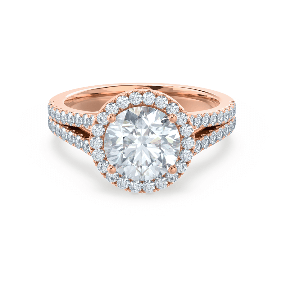 0.50 CT Round Halo CVD F/VS1 Diamond Engagement Ring