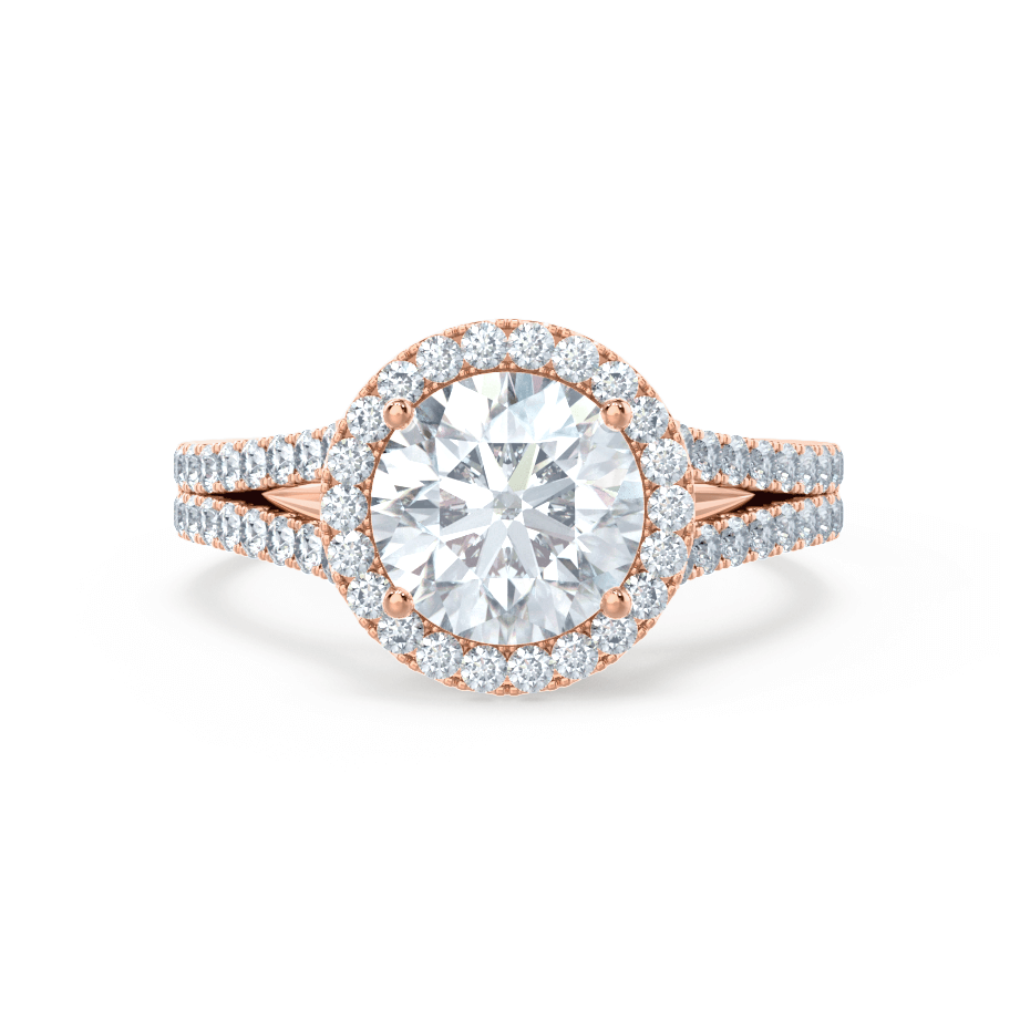 0.50 CT Round Halo CVD F/VS1 Diamond Engagement Ring