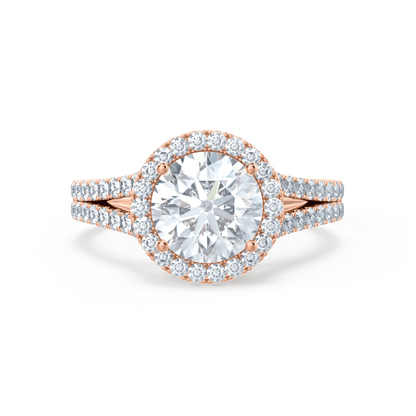 0.50 CT Round Halo CVD F/VS1 Diamond Engagement Ring