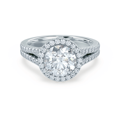 0.50 CT Round Halo CVD F/VS1 Diamond Engagement Ring