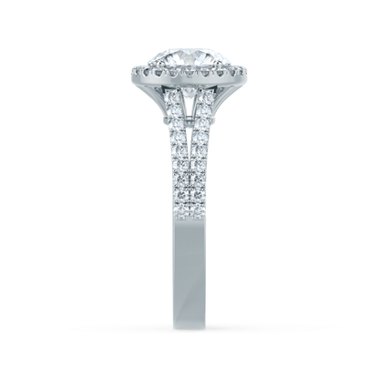 0.50 CT Round Halo CVD F/VS1 Diamond Engagement Ring