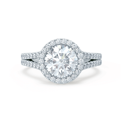 0.50 CT Round Halo CVD F/VS1 Diamond Engagement Ring