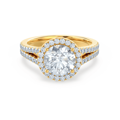0.50 CT Round Halo & Split Shank CVD G/VVS1 Diamond Engagement Ring