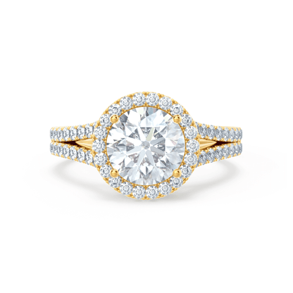 0.50 CT Round Halo & Split Shank CVD G/VVS1 Diamond Engagement Ring