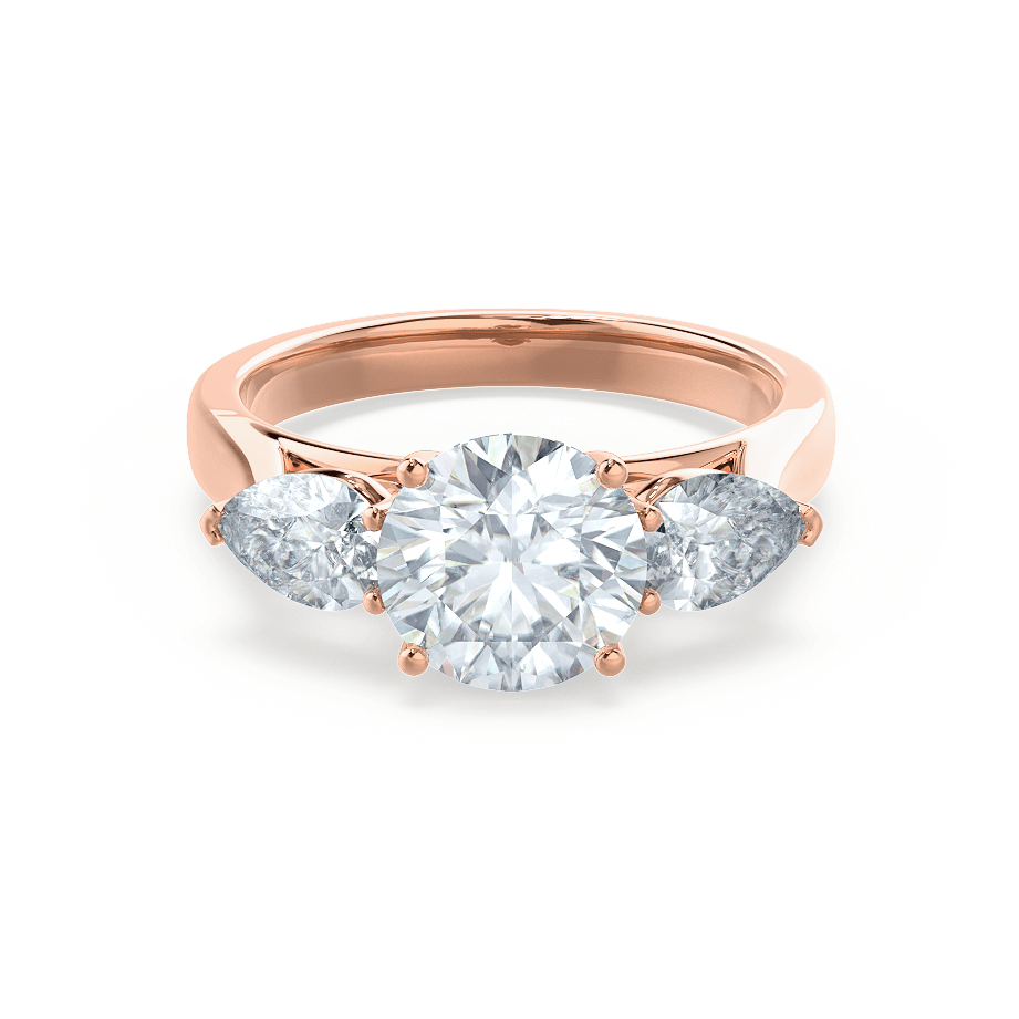 1.0 CT Round 3 Stones CVD E/VVS2 Diamond Engagement Ring