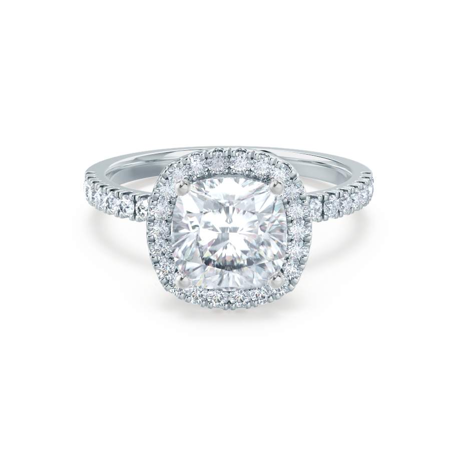 1.30 CT Cushion Halo CVD G/VVS2 Diamond Engagement Ring