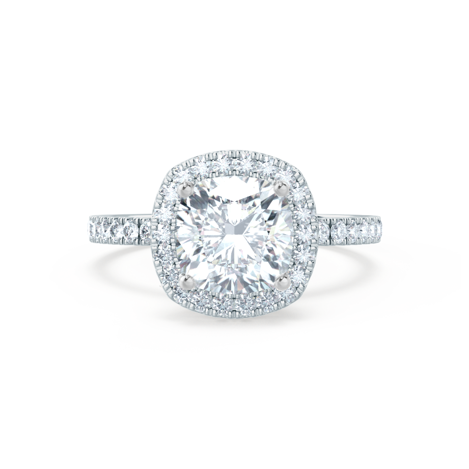 1.30 CT Cushion Halo CVD G/VVS2 Diamond Engagement Ring