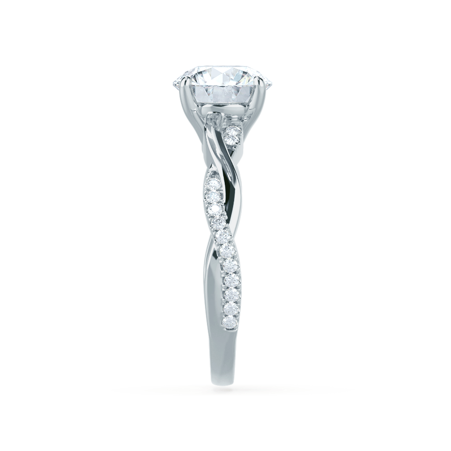 0.75 CT Round Twisted Pave Setting CVD F/VS2 Diamond Engagement Ring