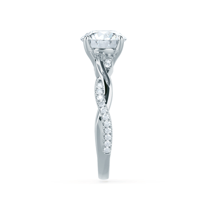 0.75 CT Round Twisted Pave Setting CVD F/VS2 Diamond Engagement Ring