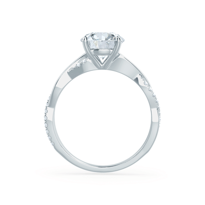 0.75 CT Round Twisted Pave Setting CVD F/VS2 Diamond Engagement Ring