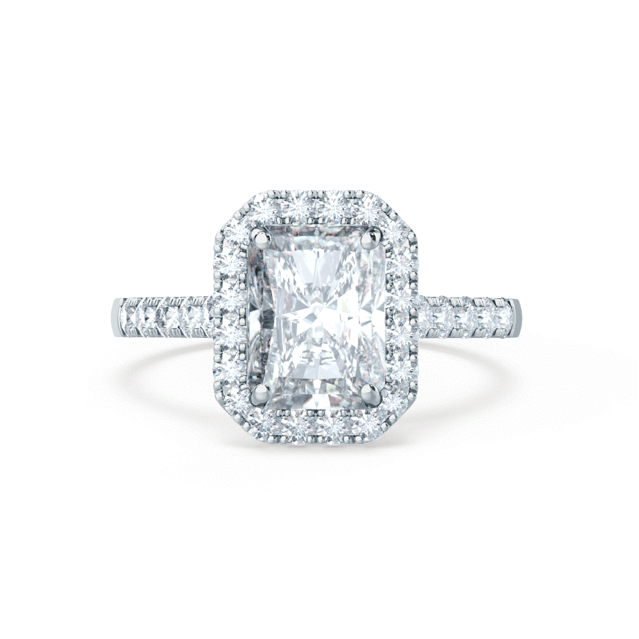 2.50 CT Radiant Halo CVD G/VVS1 Diamond Engagement Ring