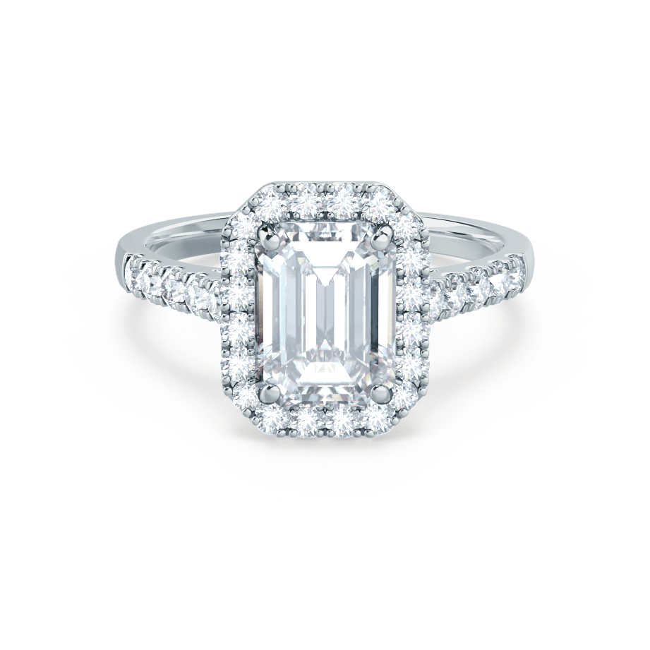1.01 CT Emerald Halo CVD G/VVS2 Diamond Engagement Ring