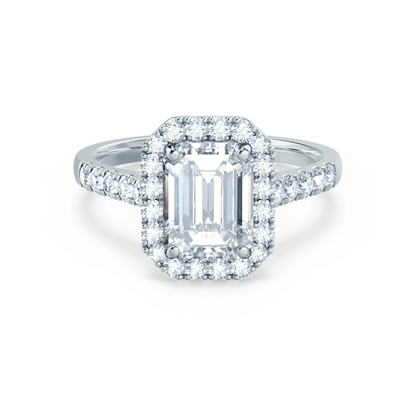 1.01 CT Emerald Halo CVD G/VS2 Diamond Engagement Ring