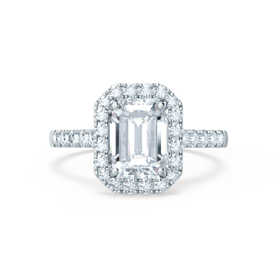 1.01 CT Emerald Halo CVD G/VVS2 Diamond Engagement Ring