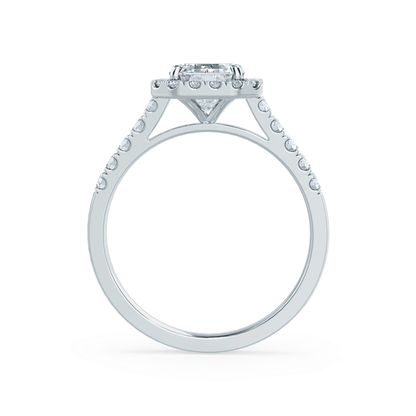 1.01 CT Emerald Halo CVD G/VVS2 Diamond Engagement Ring