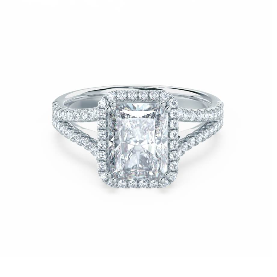 1.50 CT Radiant Halo Split Shank CVD G/VVS1 Diamond Engagement Ring
