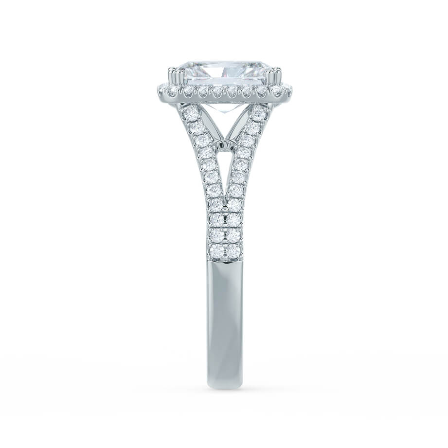 1.50 CT Radiant Halo Split Shank CVD G/VVS1 Diamond Engagement Ring