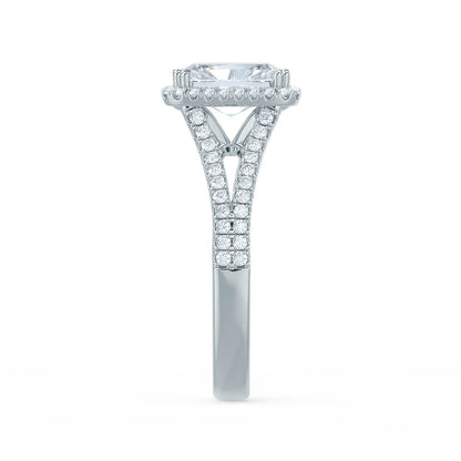 1.50 CT Radiant Halo Split Shank CVD G/VVS1 Diamond Engagement Ring