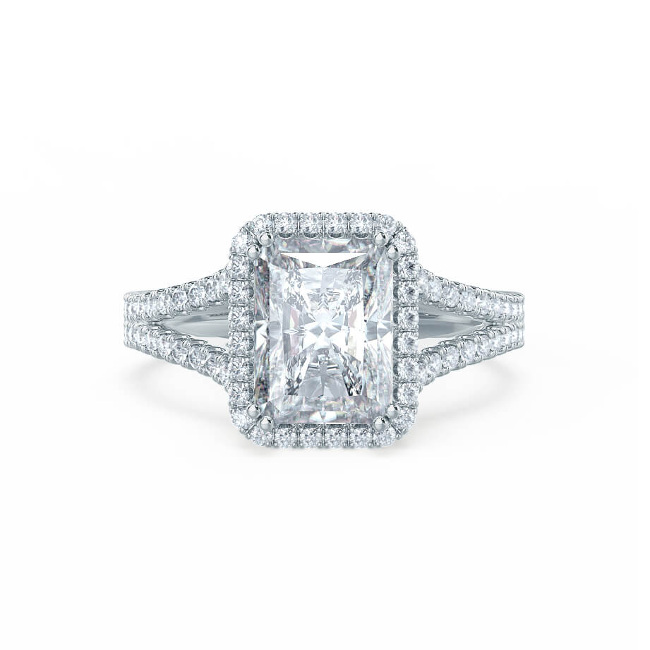 1.50 CT Radiant Halo Split Shank CVD G/VVS1 Diamond Engagement Ring