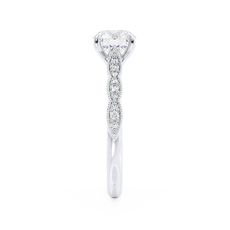 1.0 CT Round Milgrain Pave CVD E/VS1 Diamond Engagement Ring