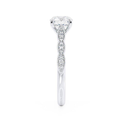 1.0 CT Round Milgrain Pave CVD E/VS1 Diamond Engagement Ring