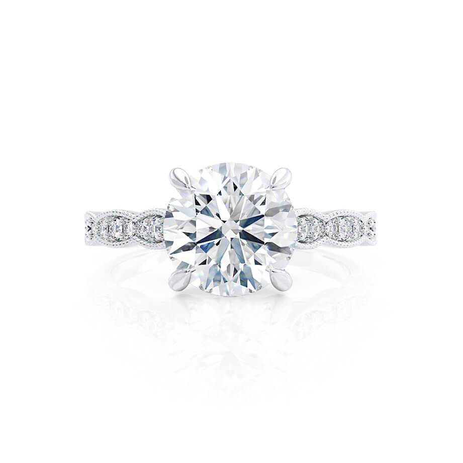 1.0 CT Round Milgrain Pave CVD E/VS1 Diamond Engagement Ring