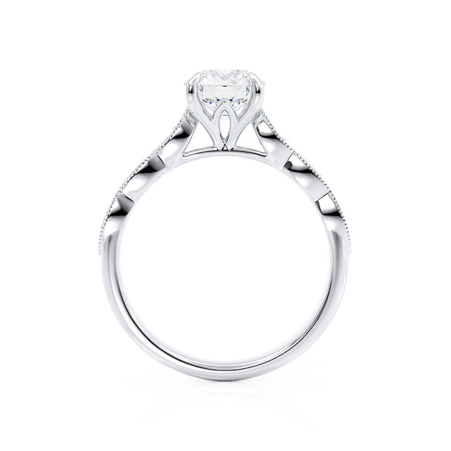 1.0 CT Round Milgrain Pave CVD E/VS1 Diamond Engagement Ring