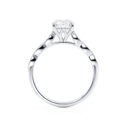 1.0 CT Round Milgrain Pave CVD E/VS1 Diamond Engagement Ring