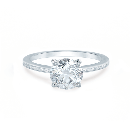 1.20 CT Round Pave Setting CVD E/VVS2 Diamond Engagement Ring