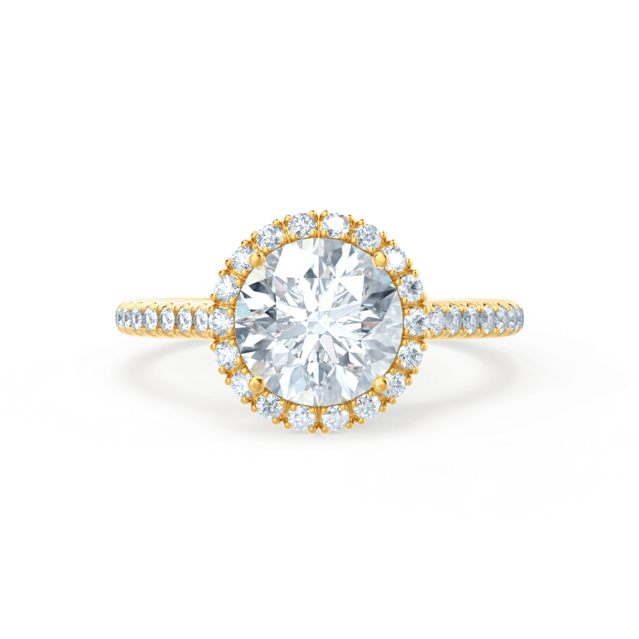 1.0 CT Round Halo CVD F/VS2 Diamond Engagement Ring