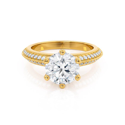 1.20 CT Round Pave Setting CVD G/VVS2 Diamond Engagement Ring