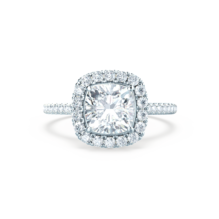 1.0 CT Cushion Halo CVD G/VS1 Diamond Engagement Ring