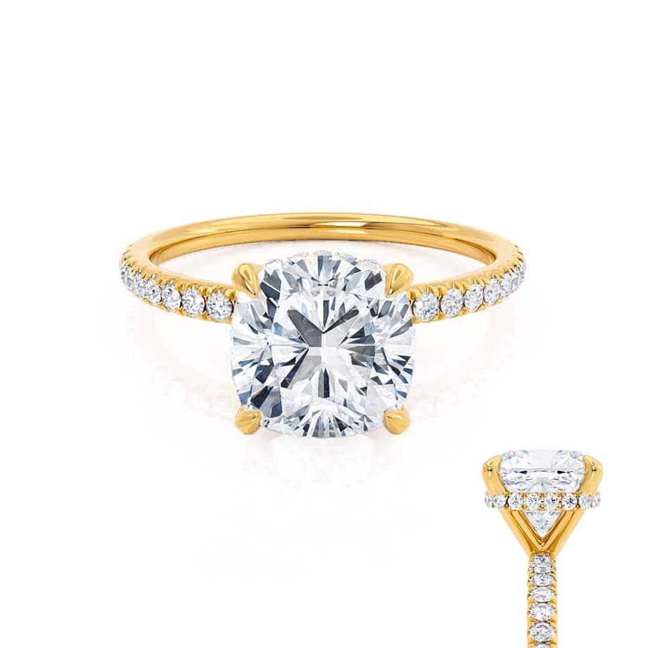 2.50 CT Cushion Hidden Halo CVD F/VS1 Diamond Engagement Ring