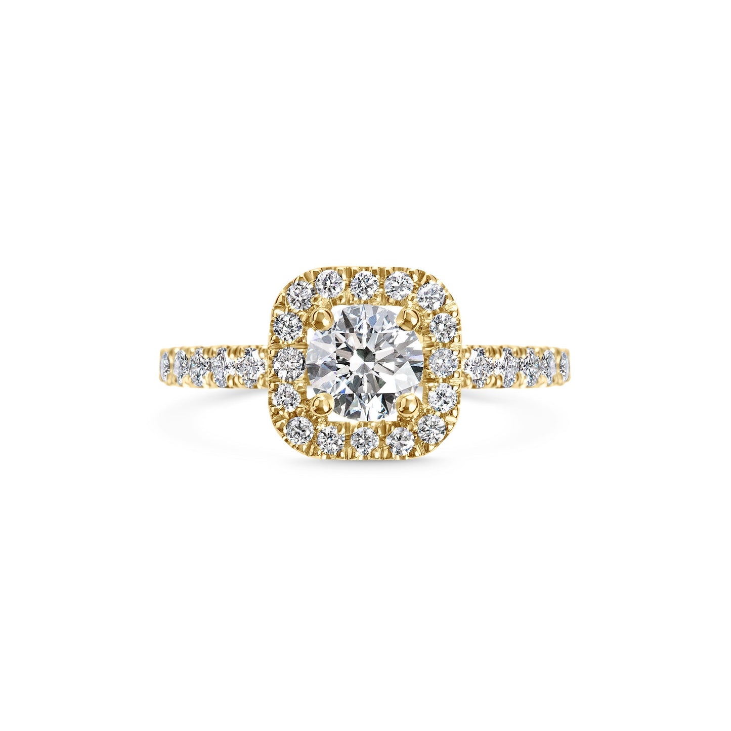 0.6 ct Cushion F- VS1 Diamond Halo & Pave Engagement Ring