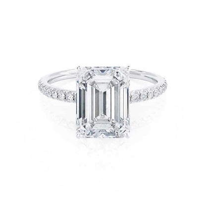 1.50 CT Emerald Pave Setting CVD F/VVS1 Diamond Engagement Ring