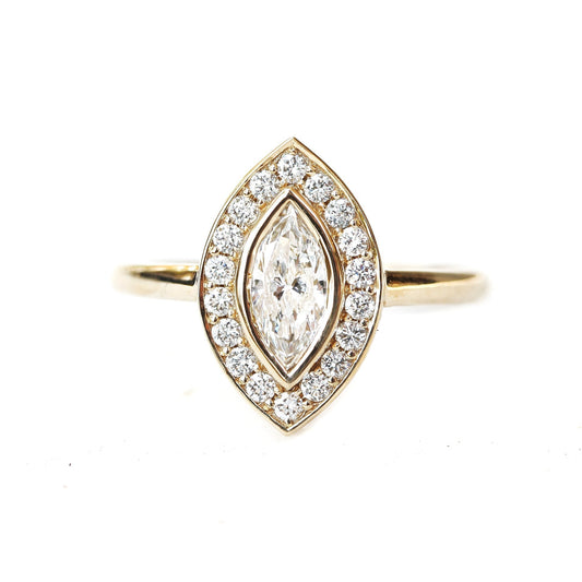 0.5ct Marquise F- VS1 Diamond Halo Engagement Ring