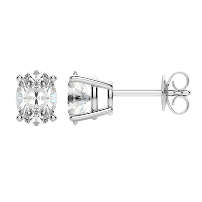0.50 CT-2.0 CT Oval Solitaire CVD F/VS Diamond Earrings