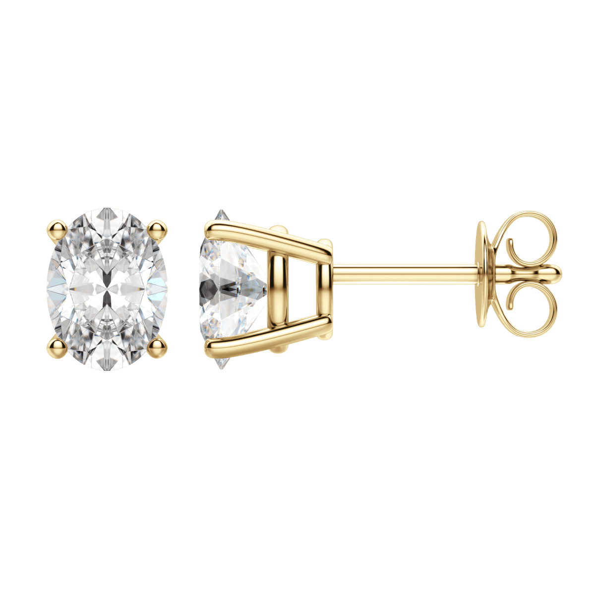 0.50 CT-2.0 CT Oval Solitaire CVD F/VS Diamond Earrings