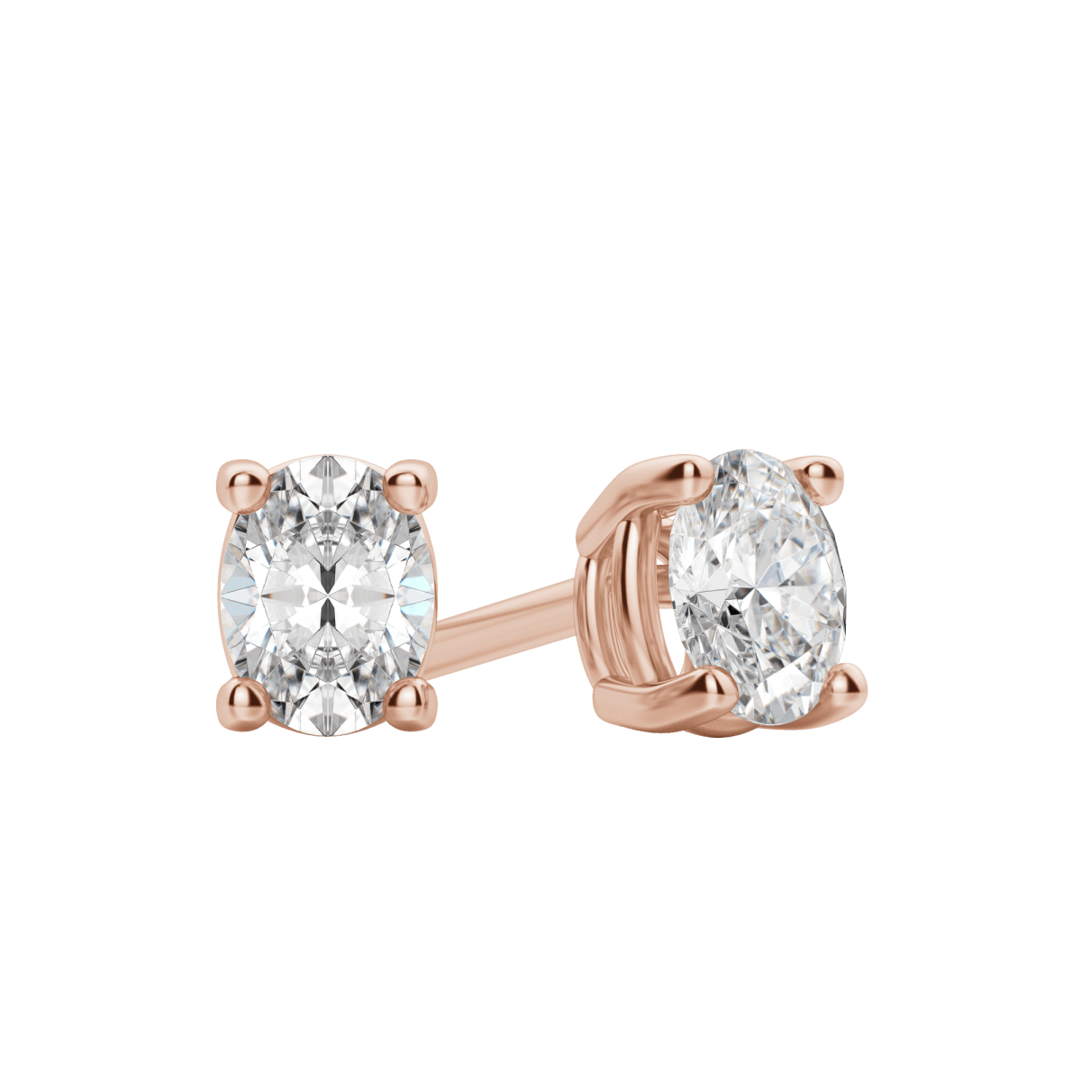 0.50 CT-2.0 CT Oval Solitaire CVD F/VS Diamond Earrings