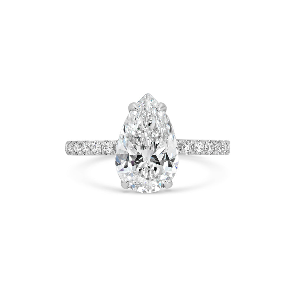 2 ct Pear F- VS1 Diamond Pave Moissanite Engagement Ring